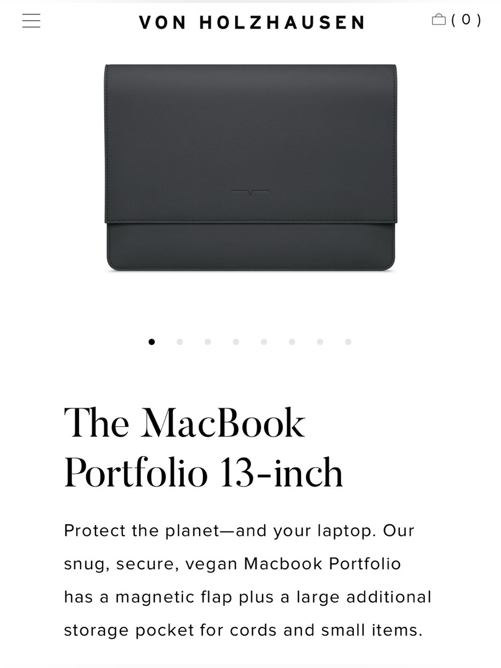Von Holzhausen Black MacBook Portfolio Sleeve 13 inch